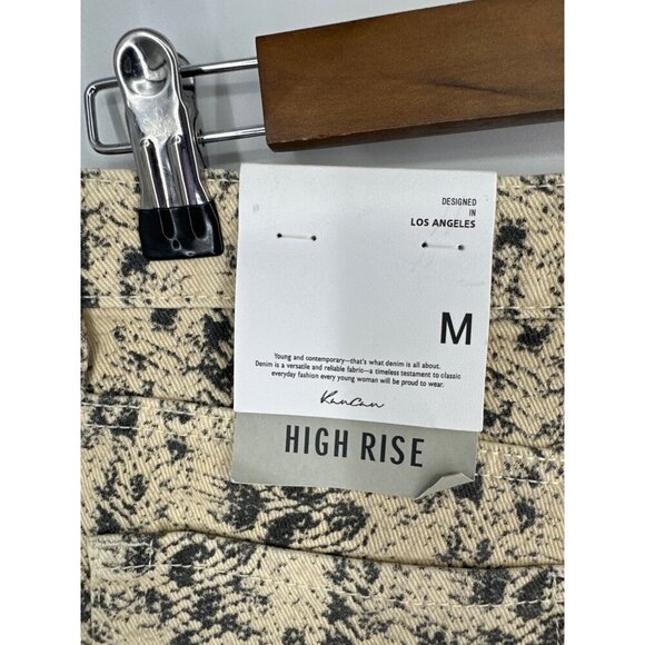 KanCan Womens Snake Print Cream Cut Off High Rise Denim Jean Shorts Size M - Picture 4 of 11